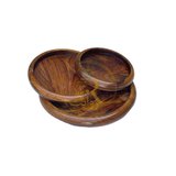 Handcrafted Round Wooden Plate Set of 3 – Large 12", Medium 10", Small 8" Sheesham Wood Plates