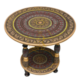 Handcrafted Black Naqshi Table – 24-Inch 3-Leg Wooden Accent Table for Home Décor