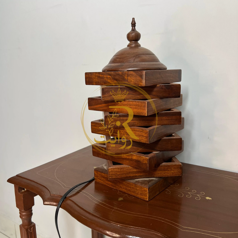 Handcrafted Wooden Table Lamp with Warm Light