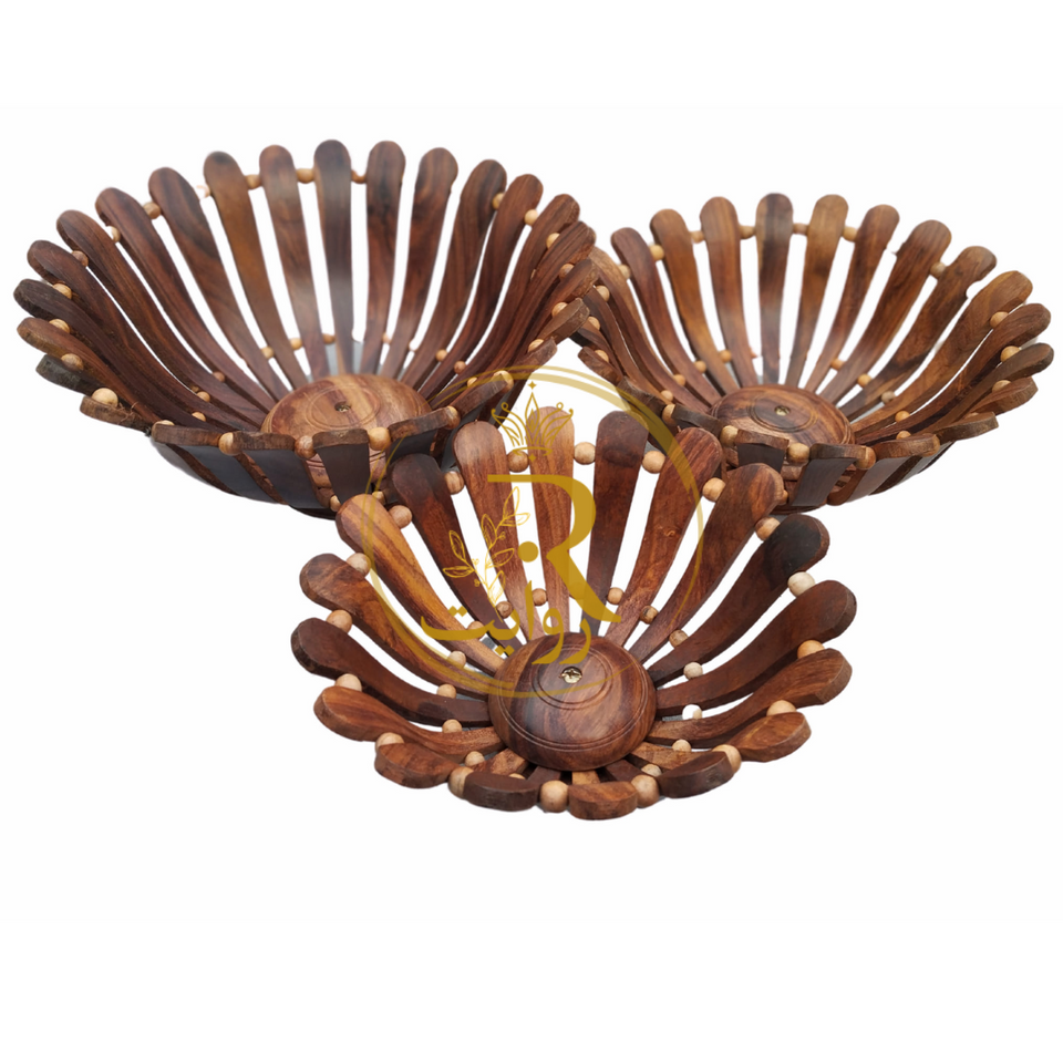 Deal 8 – Carving Wooden Hotpot (with Steel Bowl), Set of 3 Fruit Baskets & 8-Piece Wooden Cooking Spoon Set