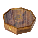 Handcrafted Wooden Dry Fruit Box with Glass Lid – Elegant Sheesham Wood Storage & Serving Box