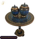 Naqashi Art Hand-Painted Round Wooden Coffee Table – 16" & 18"