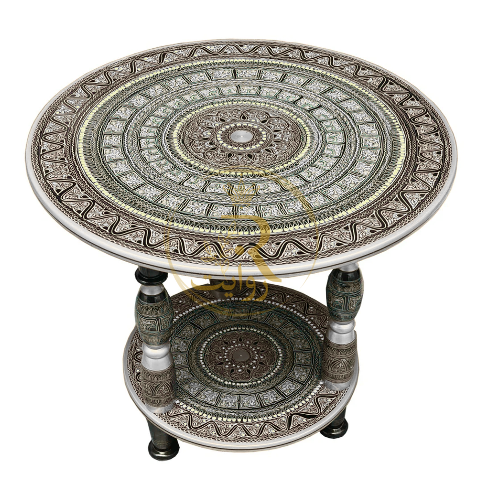 Handcrafted Black Naqshi Table – 24-Inch 3-Leg Wooden Accent Table for Home Décor