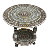 Handcrafted Black Naqshi Table – 24-Inch 3-Leg Wooden Accent Table for Home Décor