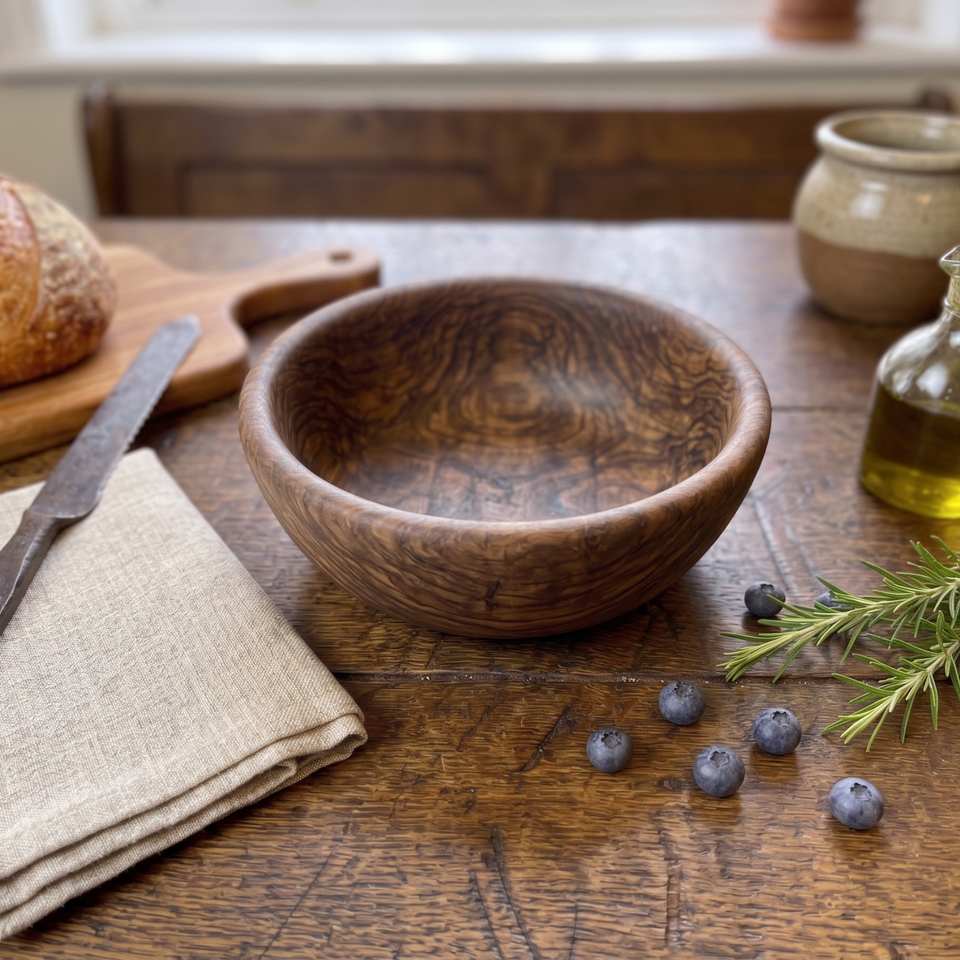 7 Inch Single Wooden Bowl With Polish