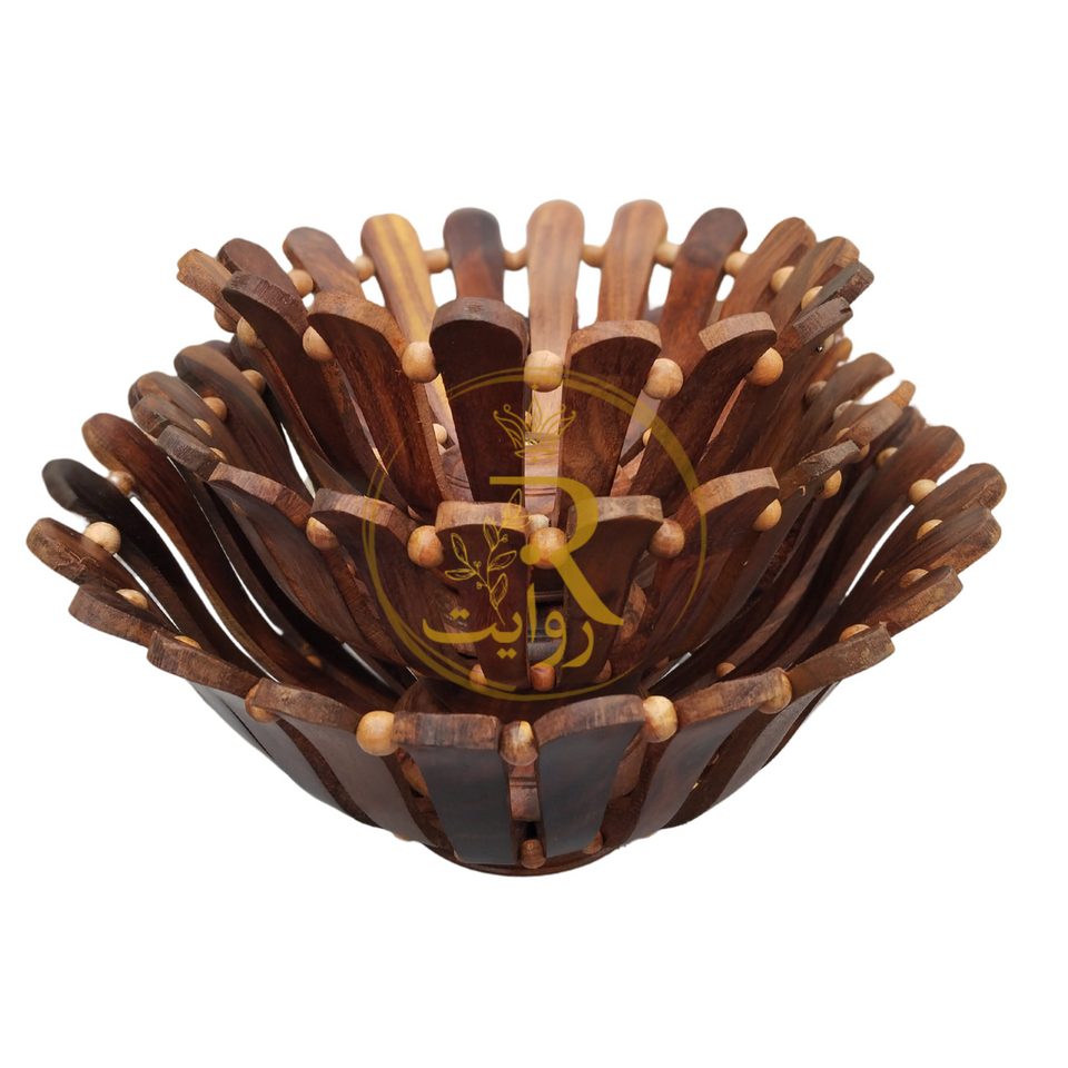 Set of 3 Handcrafted Wooden Fruit Basket