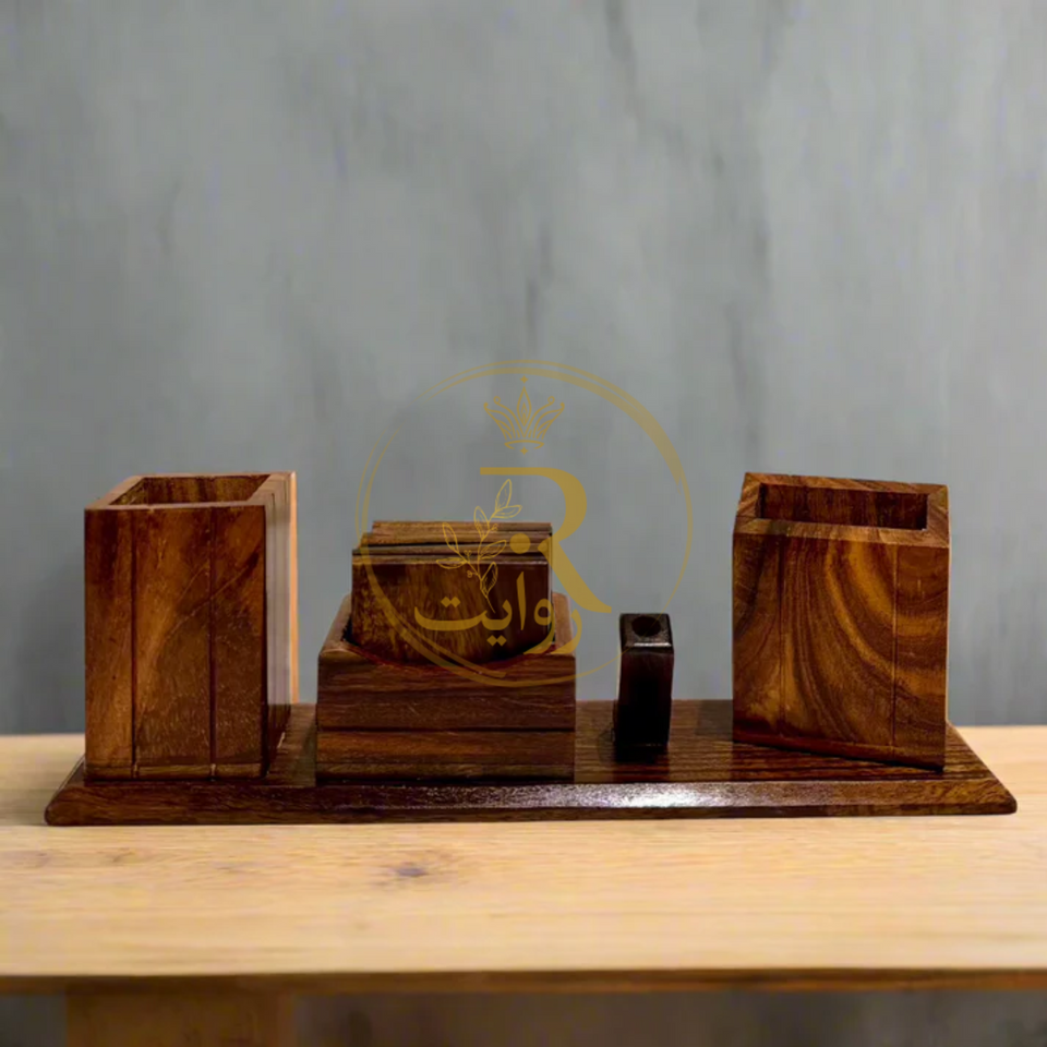 Handcrafted Wooden Desk Organizer – Office & Home Table Storage