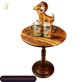 Hand-Carved Sheesham Wood Round Coffee Table