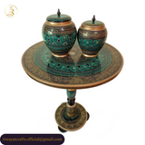 Naqashi Art Hand-Painted Round Wooden Coffee Table – 16" & 18"