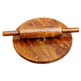 Handmade Bread Roller (Chakla Belan) with Brass Work – Wooden Roti Maker