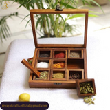 Wooden Spice Box with Glass Lid