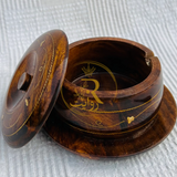 Antique Handcrafted Wooden Sugar Dan with Brass Work