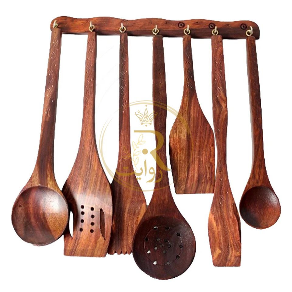 Deal 7 – Carving Tray Set, Wooden Carving Hotpot (with Steel Bowl) & 8-Piece Wooden Cooking Spoon Set