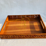 Lightweight Handcrafted Wooden Serving Tray Set of 3