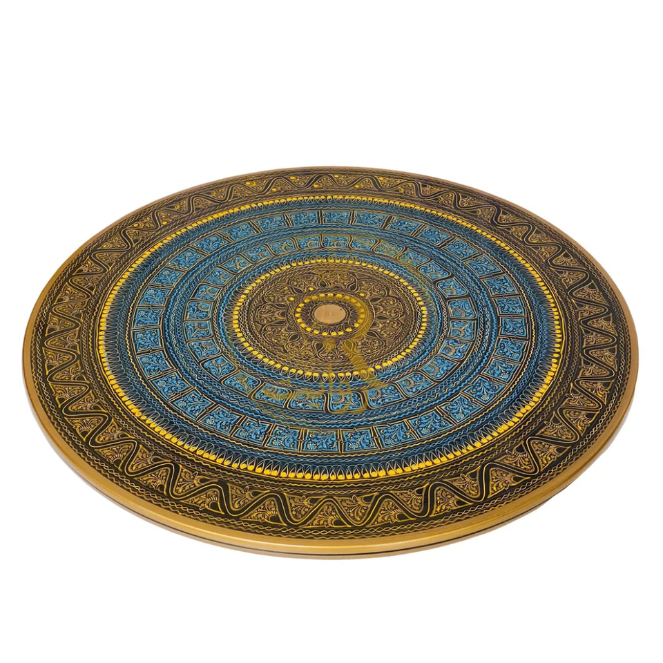 Handcrafted Black Naqshi Table & Umre-Khayam Set – 24-Inch 3-Leg Wooden Home Décor Table