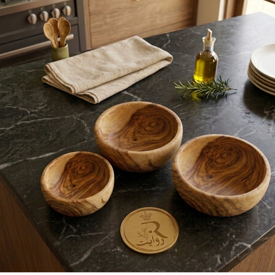 Set of 3 Single Wooden Bowls Without Polish – 5, 6 & 7 Inch