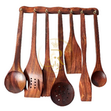 Deal 8 – Carving Wooden Hotpot (with Steel Bowl), Set of 3 Fruit Baskets & 8-Piece Wooden Cooking Spoon Set