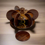 Handcrafted Wooden Tea Mat Set with Brass Work – Traditional Table Decor