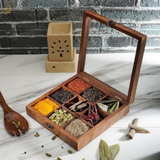 Wooden Spice Box with Glass Lid