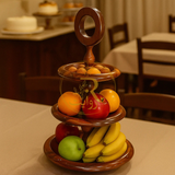 Handcrafted Sheesham Wood 3-Tiered Fruit & Cupcake Stand – Elegant Wooden Serving Stand for Kitchen & Events