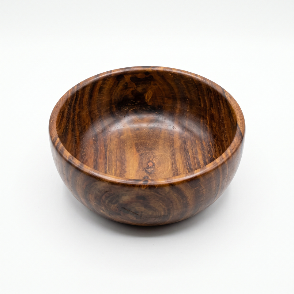 8 Inch Single Wooden Bowl With Polish