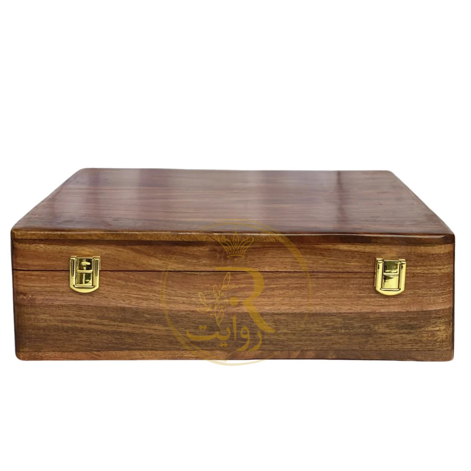 Handcrafted 15-Section Wooden Watch Box – Red Velvet Lining with Wooden Top Lid