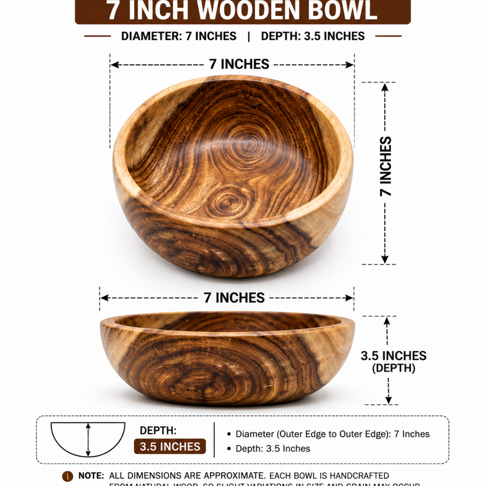 7 Inch Single Wooden Bowl Without Polish