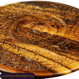 Hand-Carved Sheesham Wood Round Coffee Table
