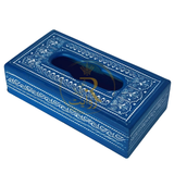 Handcrafted Naqshi Wooden Tissue Box – Decorative Tissue Holder (Red, Blue & Green)
