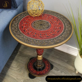 Naqashi Art Hand-Painted Round Wooden Coffee Table – 16" & 18"