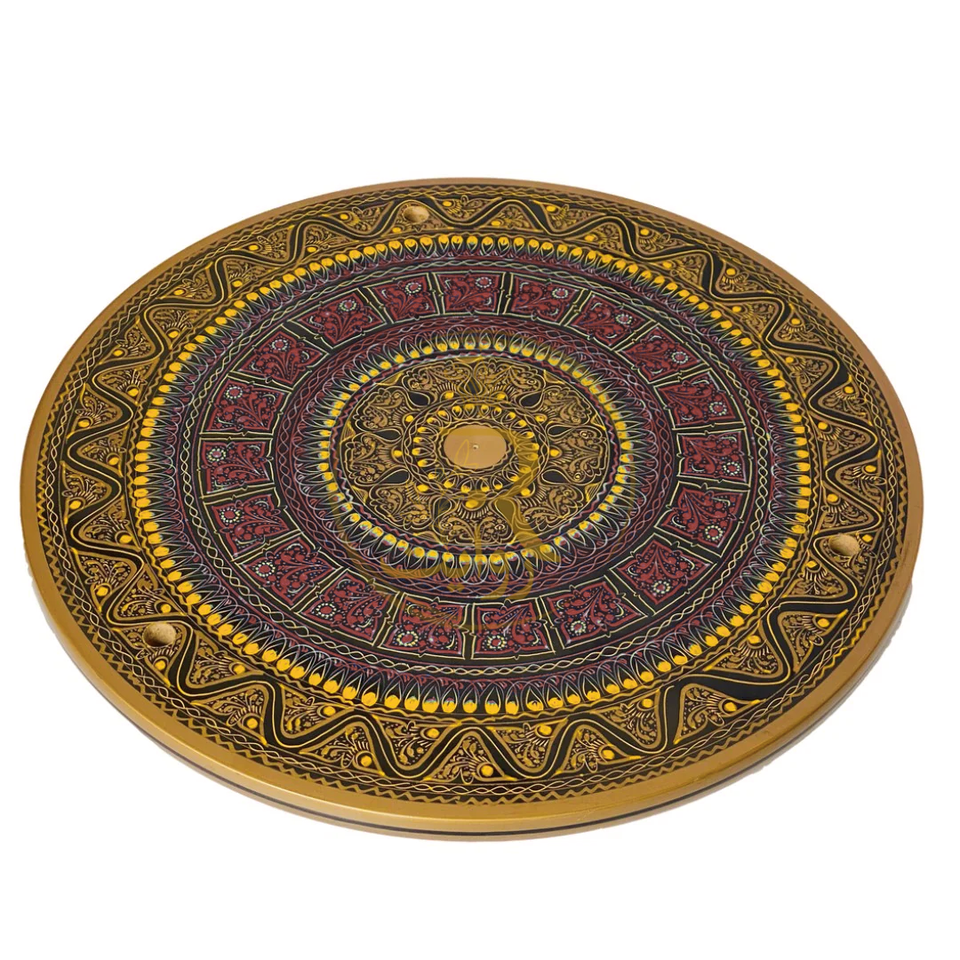 Handcrafted Black Naqshi Table – 24-Inch 3-Leg Wooden Accent Table for Home Décor