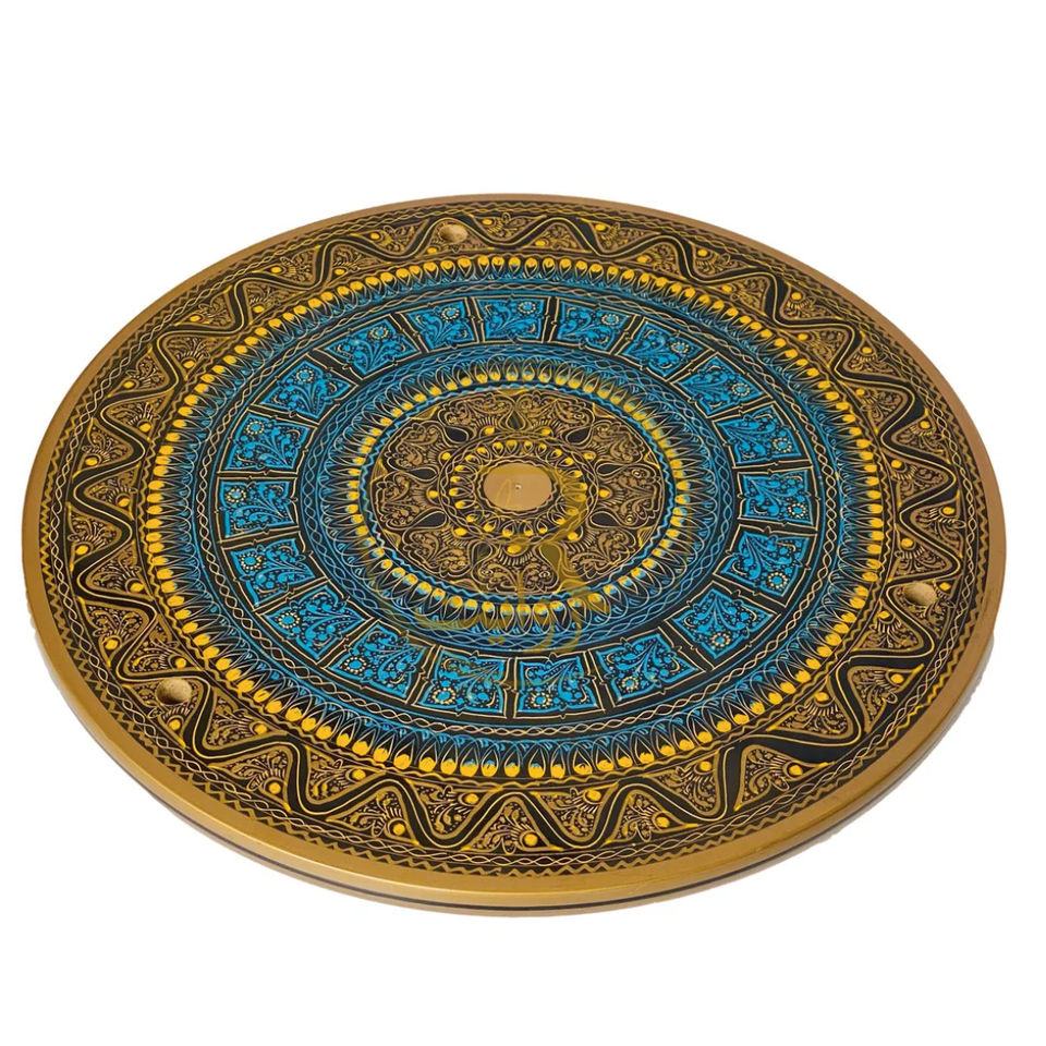 Handcrafted Black Naqshi Table & Umre-Khayam Set – 24-Inch 3-Leg Wooden Home Décor Table