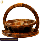Handcrafted Foldable Wooden Dry Fruit Basket For Serving & Decor