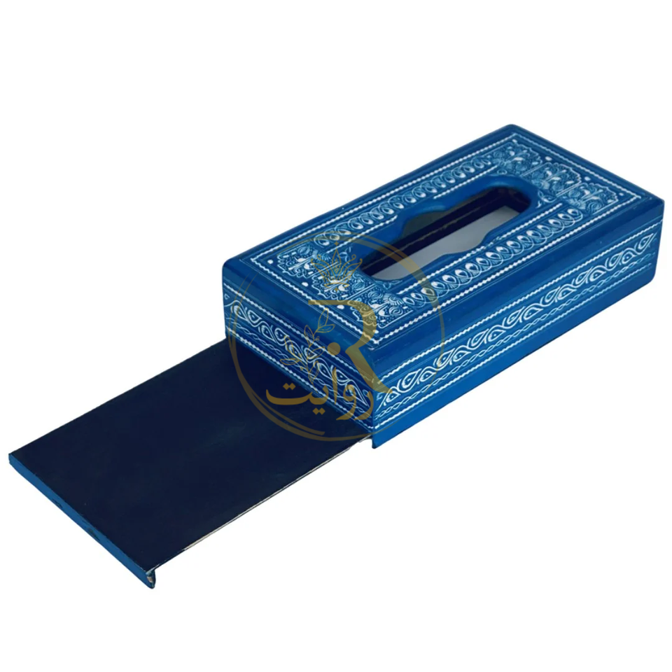 Handcrafted Naqshi Wooden Tissue Box – Decorative Tissue Holder (Red, Blue & Green)