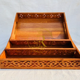 Lightweight Handcrafted Wooden Serving Tray Set of 3