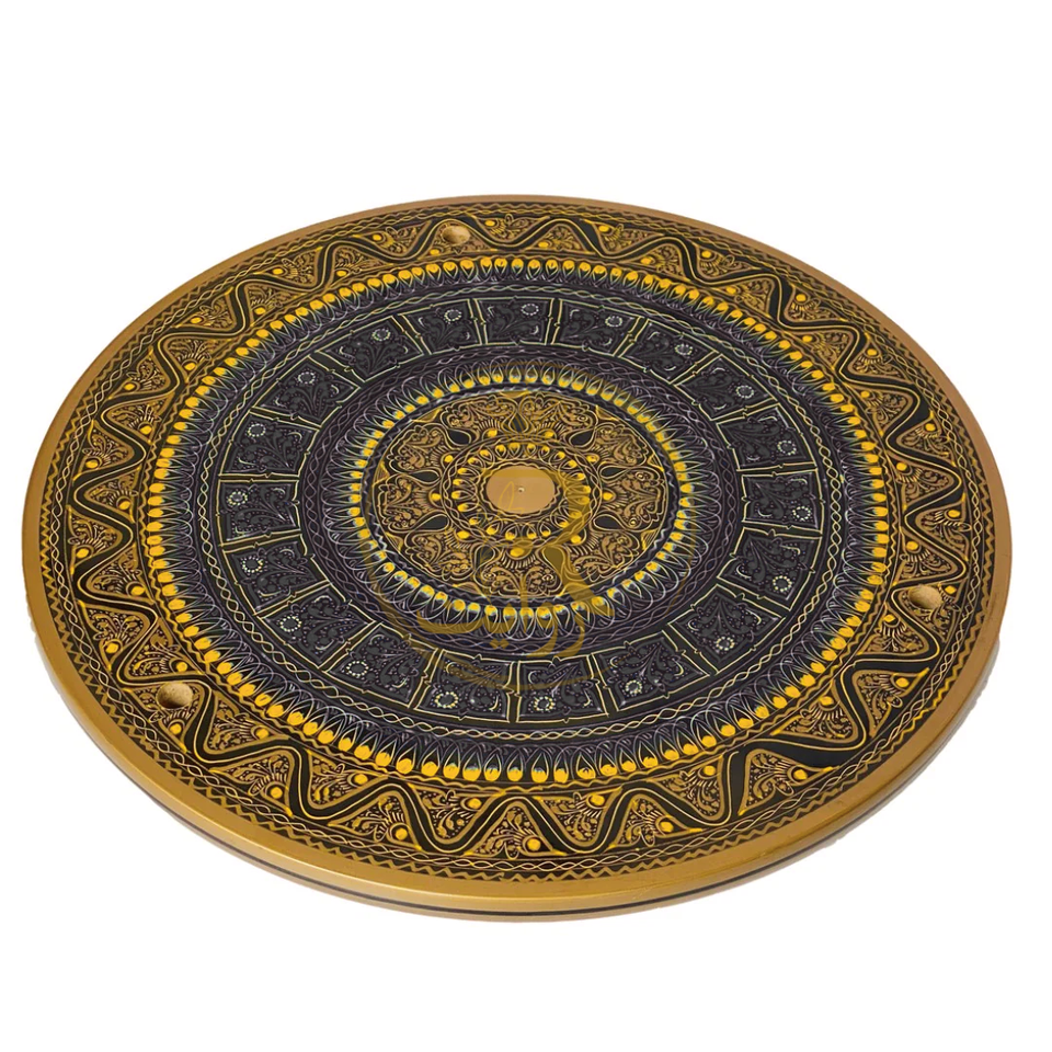 Handcrafted Black Naqshi Table & Umre-Khayam Set – 24-Inch 3-Leg Wooden Home Décor Table