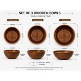 Set of 3 Single Wooden Bowls With Polish – 5, 6 & 7 Inch