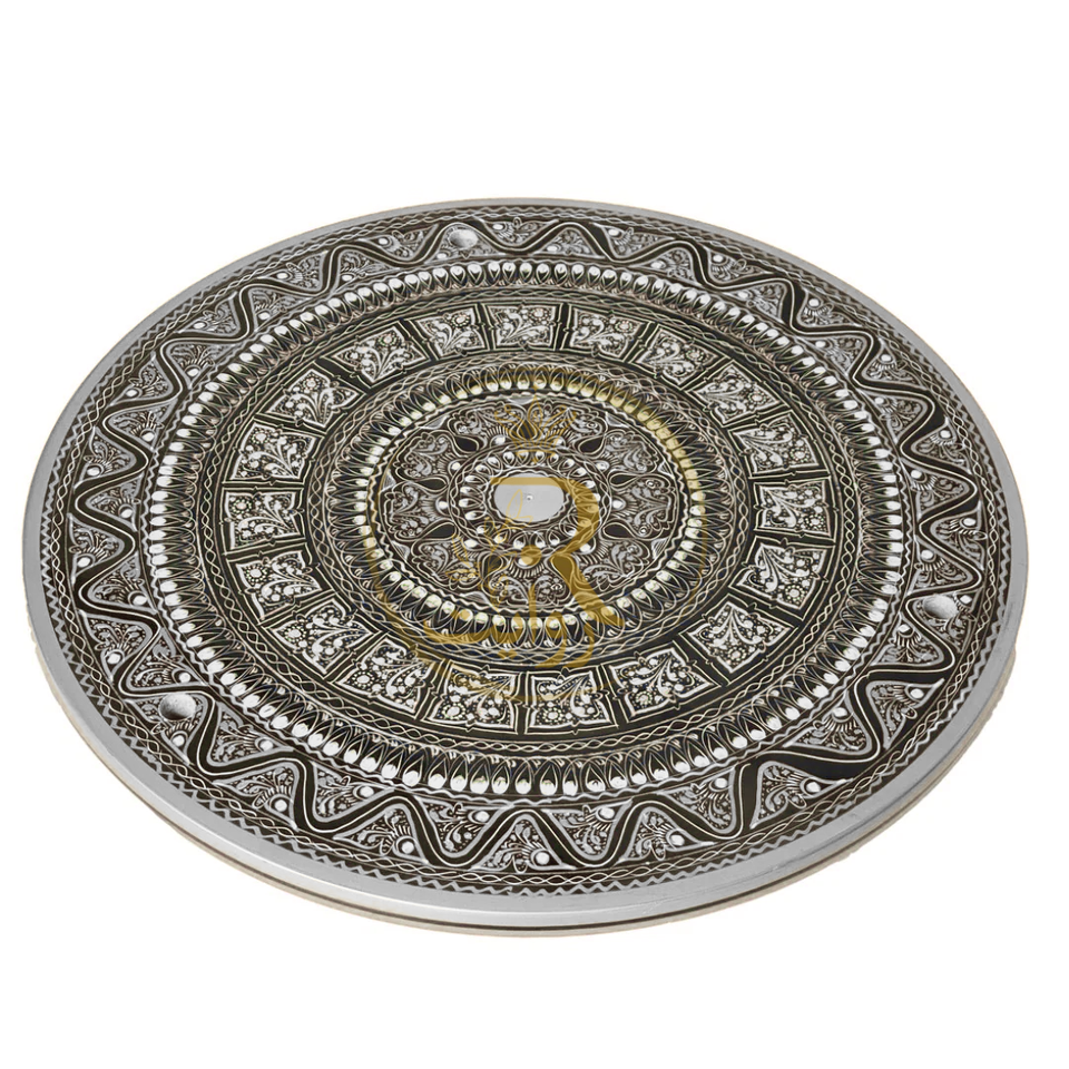 Handcrafted Black Naqshi Table – 24-Inch 3-Leg Wooden Accent Table for Home Décor