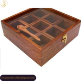 Wooden Spice Box with Glass Lid