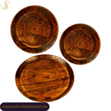 Handcrafted Sheesham Wood Plate Set of 3