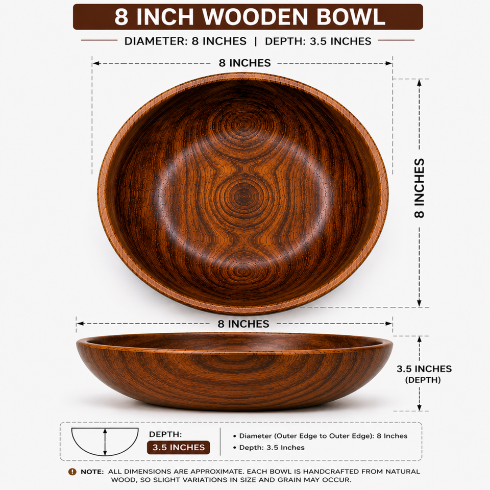 8 Inch Single Wooden Bowl With Polish