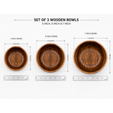 Set of 3 Single Wooden Bowls With Polish – 5, 6 & 7 Inch