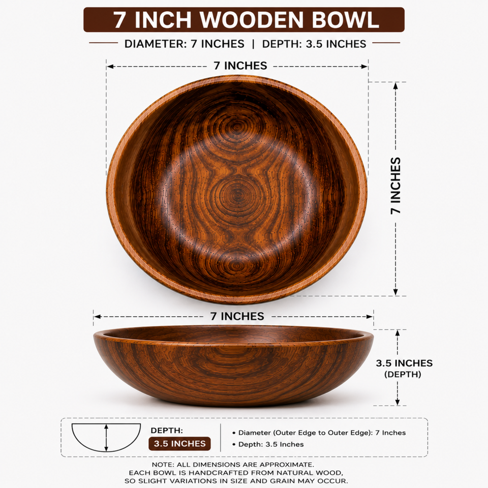 7 Inch Single Wooden Bowl With Polish