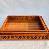 Lightweight Handcrafted Wooden Serving Tray Set of 3