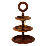 Handcrafted Sheesham Wood 3-Tiered Fruit & Cupcake Stand – Elegant Wooden Serving Stand for Kitchen & Events