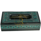 Handcrafted Naqshi Wooden Tissue Box – Decorative Tissue Holder (Red, Blue & Green)
