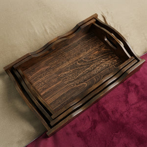 Lightweight Handcrafted Wooden Serving Tray Set of 3 (Base Solid MDF )